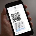 Phone displaying QR code message