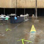 Empty indoor event space with tables