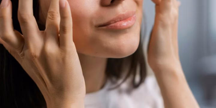 Relaxed woman enjoying skincare routine
